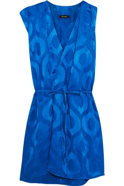 Isabel Marant Woman Sudley Wrap-effect Satin-jacquard Dress Bright Blue In Electric Blue