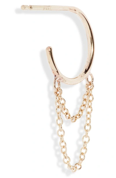 Shop Zoë Chicco Chain Drop Huggie Hoop Earrings In 14k Yellow Gold