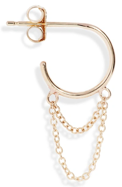 Shop Zoë Chicco Chain Drop Huggie Hoop Earrings In 14k Yellow Gold