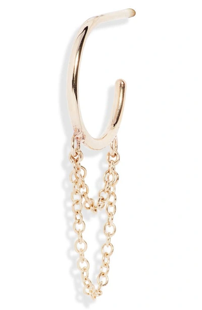 Shop Zoë Chicco Chain Drop Huggie Hoop Earrings In 14k Yellow Gold