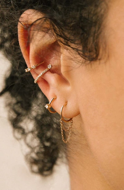 Zoë Chicco Chain Drop Huggie Hoop Earrings In 14k Yellow Gold
