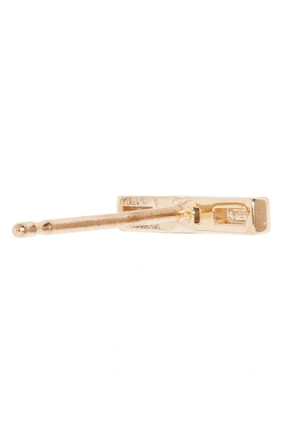 Shop Zoë Chicco Single Baguette Diamond Bar Stud Earring In 14k Gold