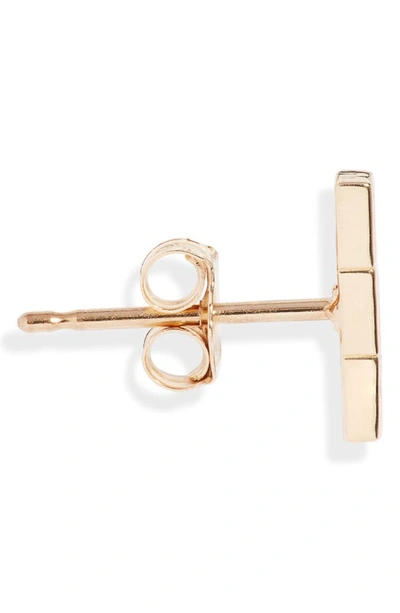 Shop Zoë Chicco Single Baguette Diamond Bar Stud Earring In 14k Gold