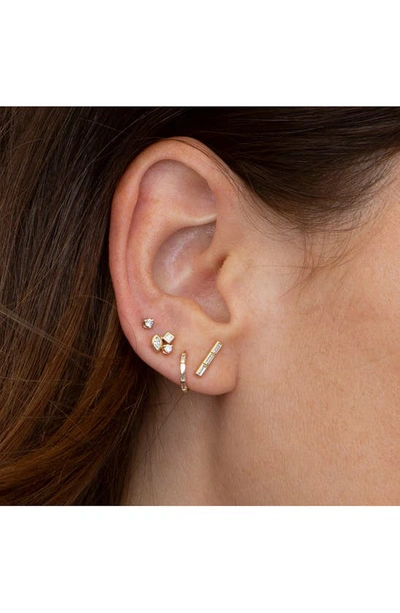 Shop Zoë Chicco Single Baguette Diamond Bar Stud Earring In 14k Gold