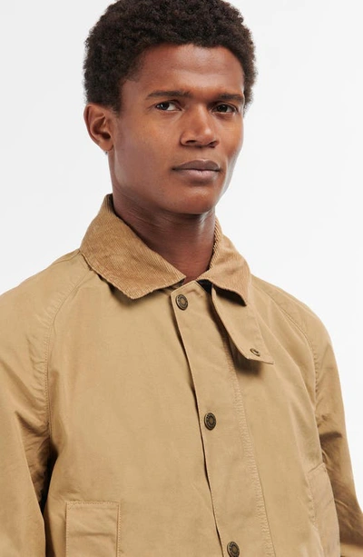 Shop Barbour Ashby Casual Zip & Snap-up Cotton Jacket In Stone
