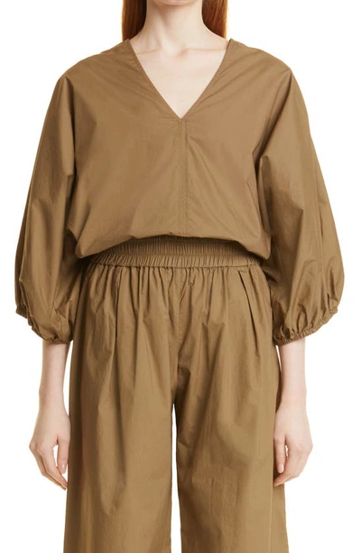 Shop By Malene Birger Piamontes Organic Cotton Blouson Top In Capers