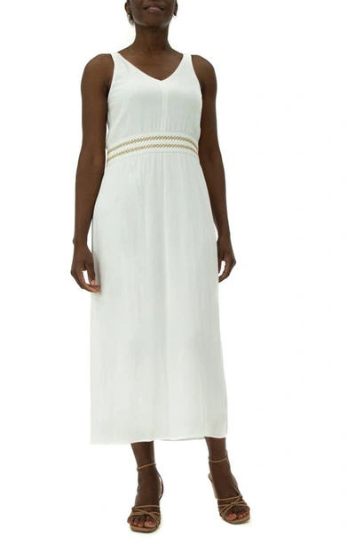 Shop Nina Leonard V-neck Maxi Dress In White/ Gold