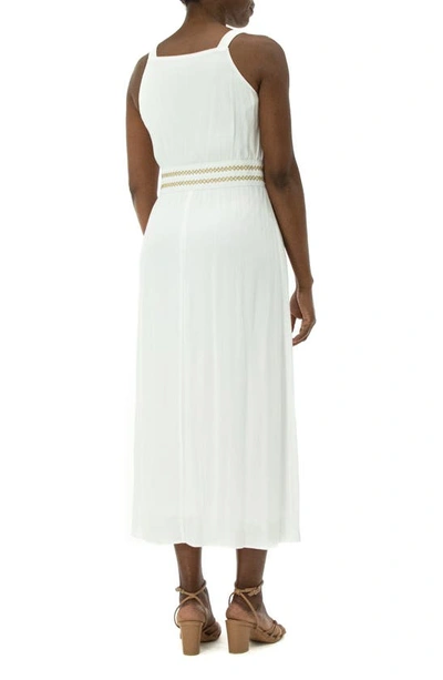 Shop Nina Leonard V-neck Maxi Dress In White/ Gold