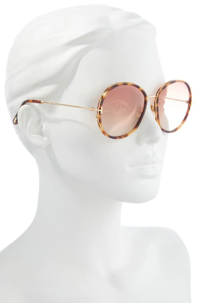 Shop Tom Ford Hunter 58mm Round Sunglasses In Blonde Havana / Bordeaux