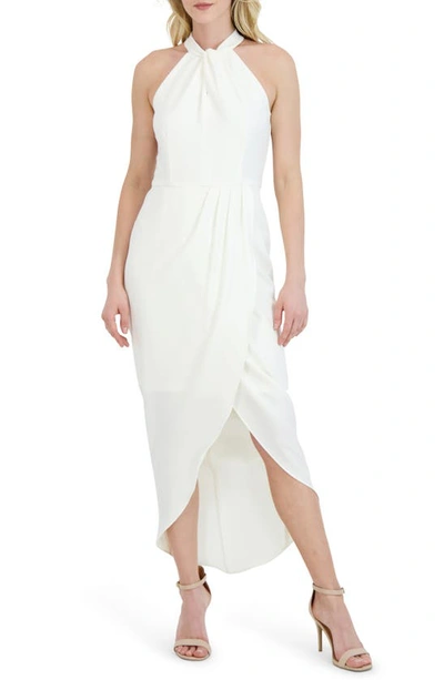 Shop Julia Jordan Knot Neck Halter Dress In Ivory