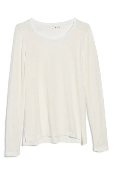 Shop Madewell Whisper Cotton Long Sleeve Crewneck Tee In White Wash