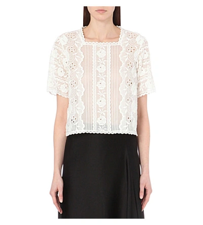 Marc Jacobs Broderie Anglaise Cotton Top In Ivory