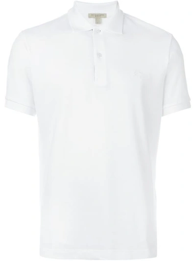 Shop Burberry Check Placket Cotton Piqué Polo Shirt In White