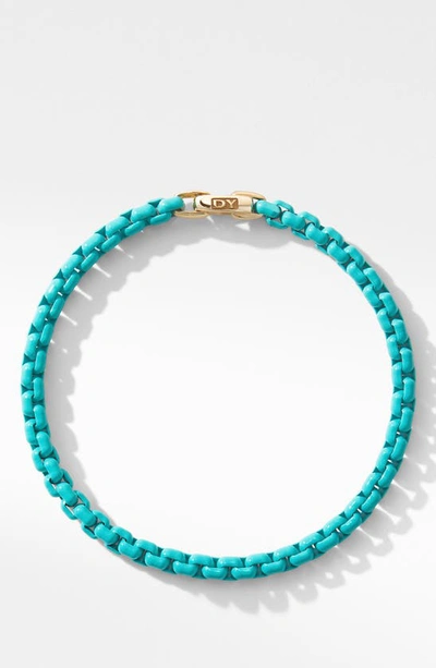 Shop David Yurman Bel Aire Chain Bracelet In Gold/ Turquoise