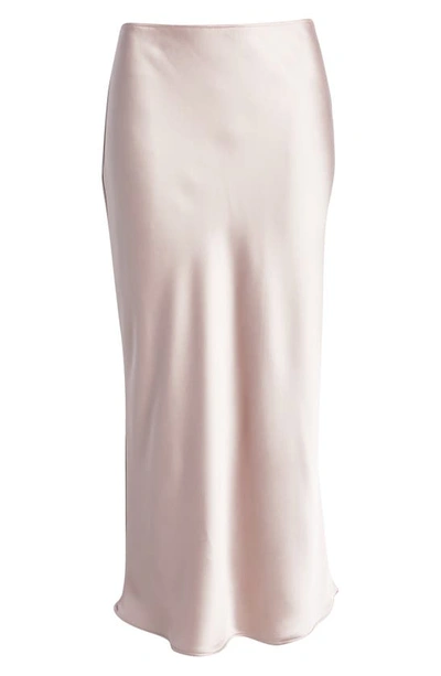 Topshop Satin Bias Midi Skirt In Mink-neutral In Stone