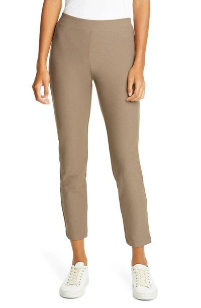 Shop Eileen Fisher Stretch Crepe Slim Ankle Pants In Driftwood