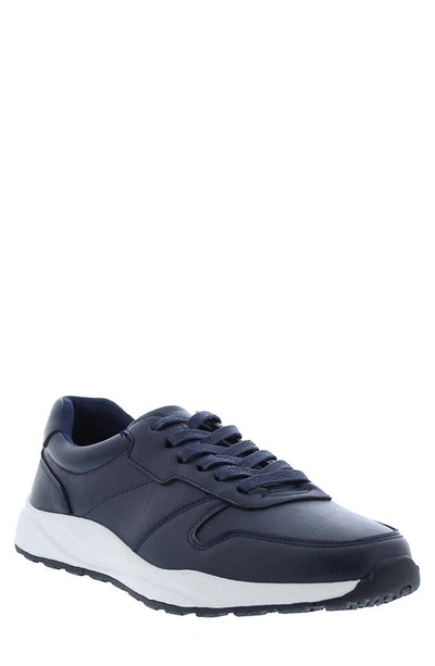 Shop English Laundry Asher Leather Low Top Sneaker In Navy