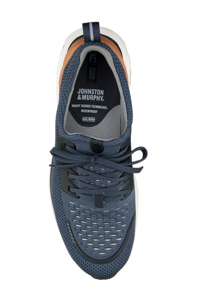 Shop Johnston & Murphy Xc4® Tr1 Waterproof Sneaker In Navy Knit/ Full Grain