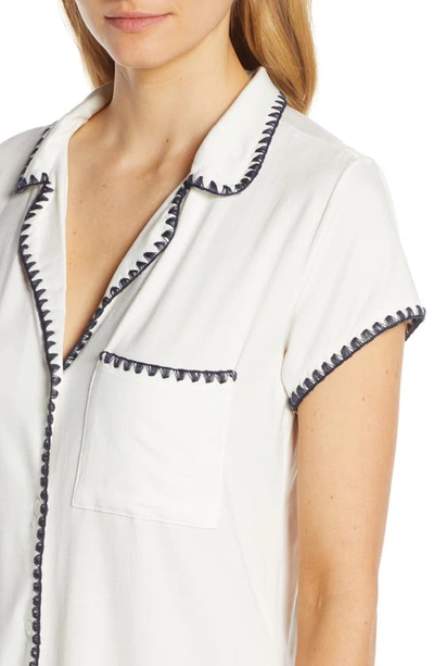 Eberjey Frida Relaxed Short Pajamas In Ivory/ Navy