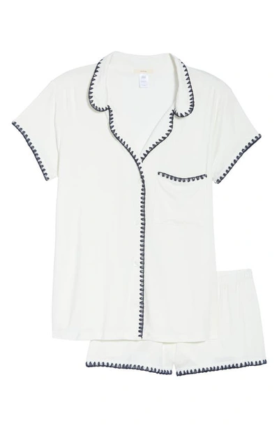 Eberjey Frida Relaxed Short Pajamas In Ivory/ Navy