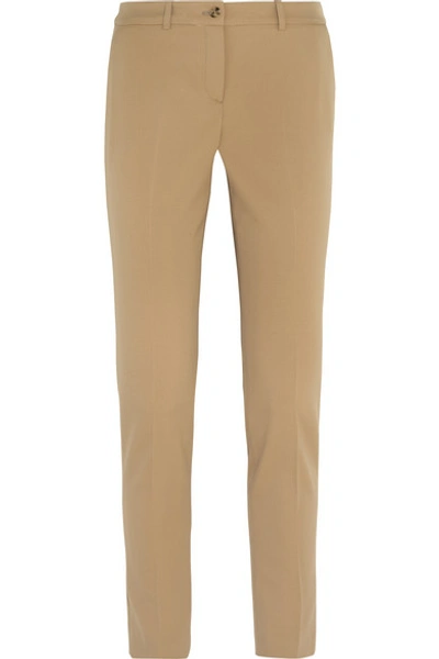 Michael Kors Woman Samantha Stretch-wool Gabardine Slim-leg Pants Beige In Navy