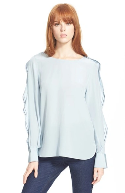 See By Chloé Ruffle Sleeve Silk Blouse In White