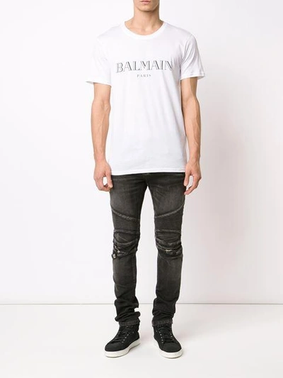 Shop Balmain Biker Jeans In Black