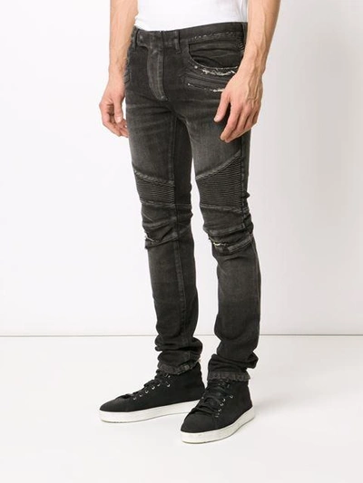 Shop Balmain Biker Jeans In Black