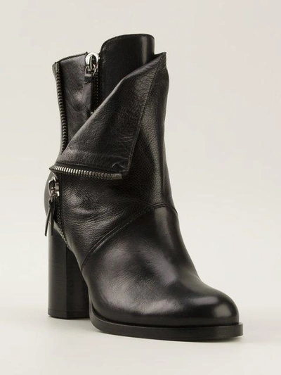 Shop Casadei Layered Zipped Boots