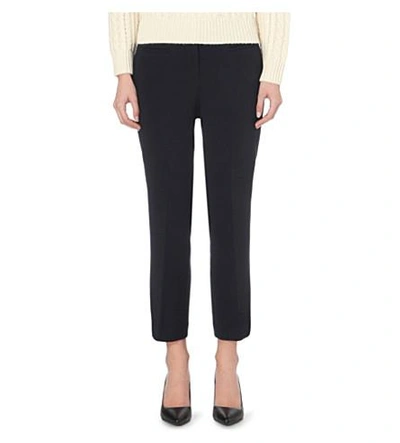 Shop Michael Michael Kors Slim-fit Cropped Jersey Trousers In New Navy