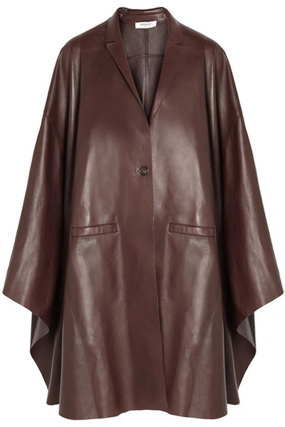Givenchy Bordeaux Leather Cape In Burgundy