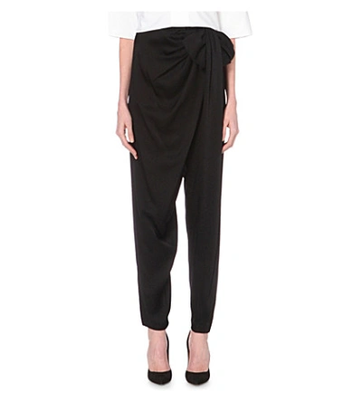 Shop Lanvin Slim-fit Tapered Crepe Trousers In Black