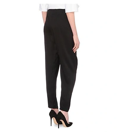 Shop Lanvin Slim-fit Tapered Crepe Trousers In Black