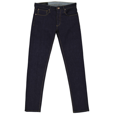 Shop Emporio Armani Mens Blue Logo-patch Slim-fit Jeans