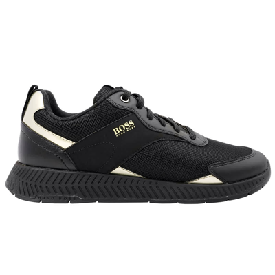 Shop Hugo Boss Black Titanium Sporty Panelled Low-top Sneakers, Brand Size 40 ( Us Size 7 )