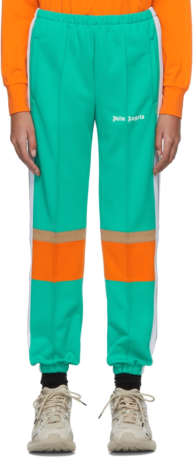 Shop Palm Angels Green & Orange Track Lounge Pants In Green White