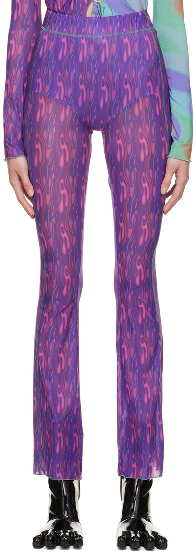 Shop Avavav Purple Apartment Trousers In Purple Av Print