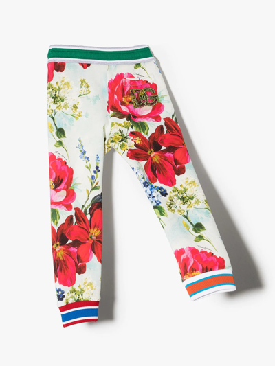 Shop Dolce & Gabbana Garden-print Track Pants In Blue