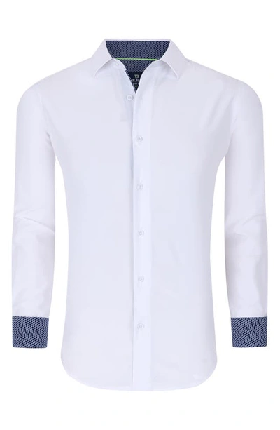 Shop Tom Baine Slim Fit Performance Stretch Long Sleeve Button Front Shirt In White