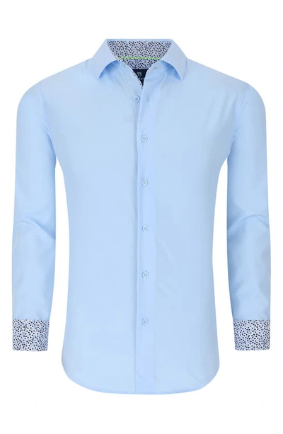 Shop Tom Baine Slim Fit Performance Stretch Long Sleeve Button Front Shirt In Sky Blue