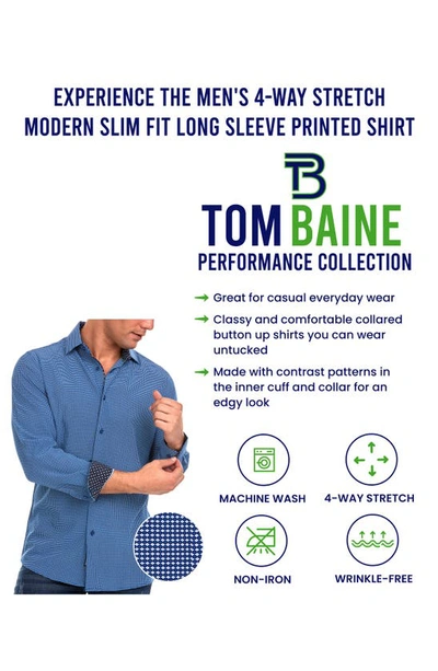 Tom Baine Regular Fit Performance Stretch Long Sleeve Button Front Shirt In Sky Blue