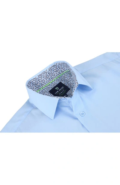 Shop Tom Baine Slim Fit Performance Stretch Long Sleeve Button Front Shirt In Sky Blue