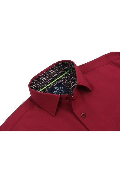 Tom Baine Regular Fit Performance Stretch Long Sleeve Button Front Shirt In Burgundy