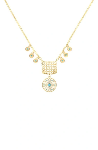 Shop Olivia Welles Dangle Charm Drop Necklace In Gold / Blue