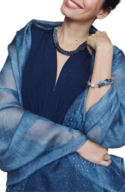 Shop Saachi Star Gazer Wool Blend Scarf In Blue