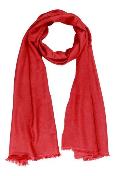 Shop Saachi Cashmere Silk Eyelash Fringe Scarf In Red