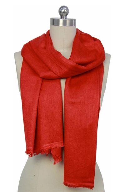 Saachi Cashmere Silk Eyelash Fringe Scarf In Red