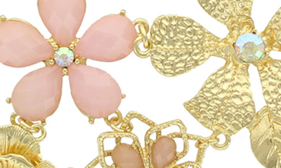Shop Olivia Welles Iridescent Crystal Bouquet Necklace In Gold / Rose