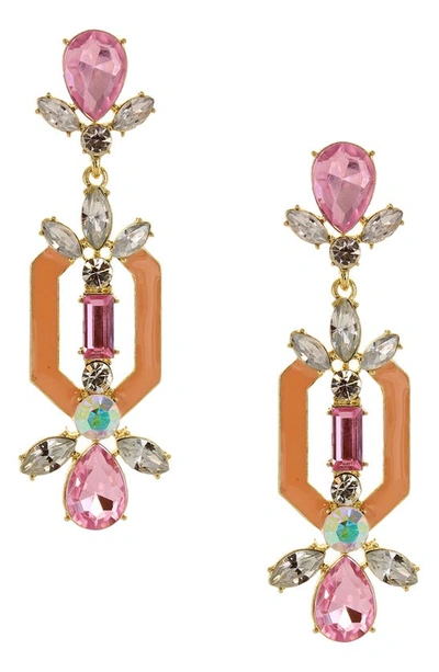Shop Olivia Welles Maia Stone Drop Earrings In Gold / Peach