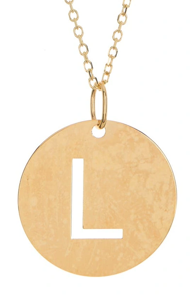 Shop Karat Rush 14k Yellow Gold Gold Disc Initial Pendant Necklace In Gold- L